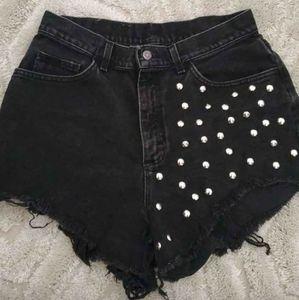 High Waisted Black Distressed Shorts